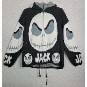 Tejidos Ruminahui Jack Skellington Zip Up Hoodie Knit Sweater Ecuador M